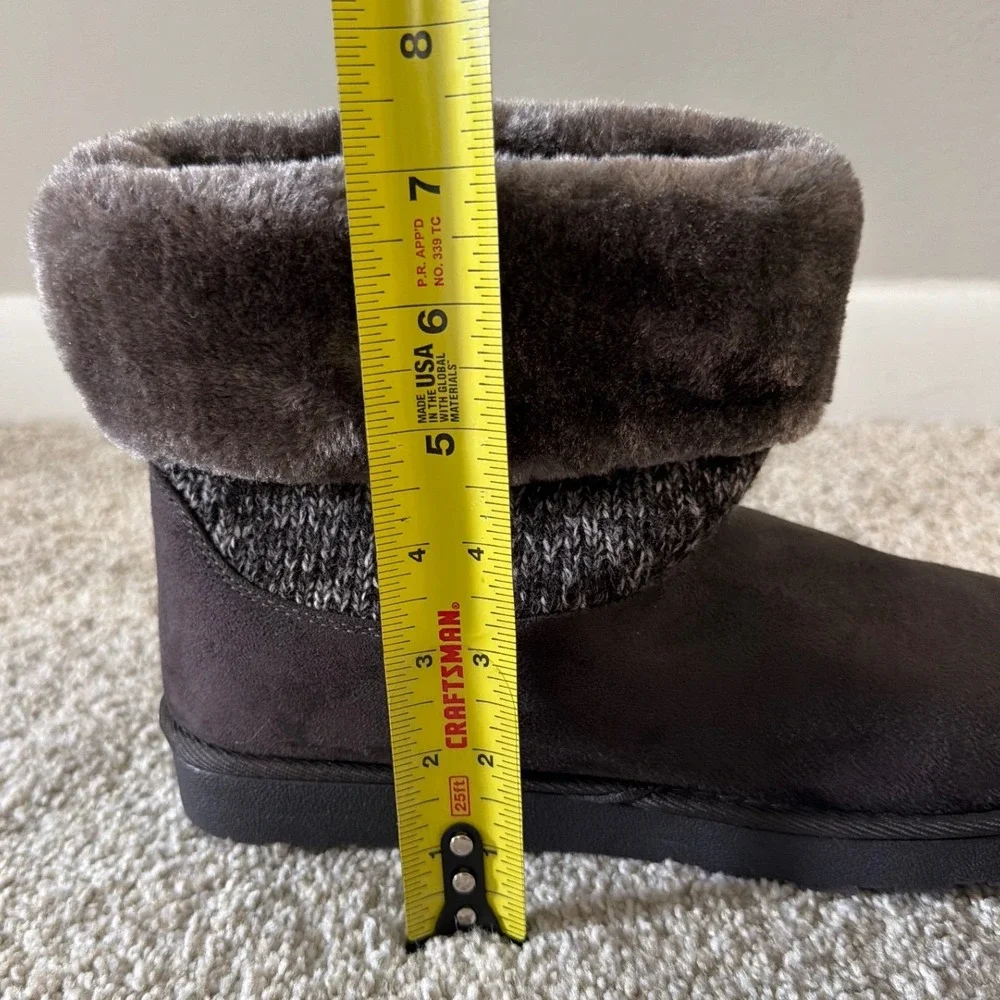 Pop Stoneham Womens Brown Faux Suede Fur Knit Ankle Boots Memory‎ Foam Size 9M